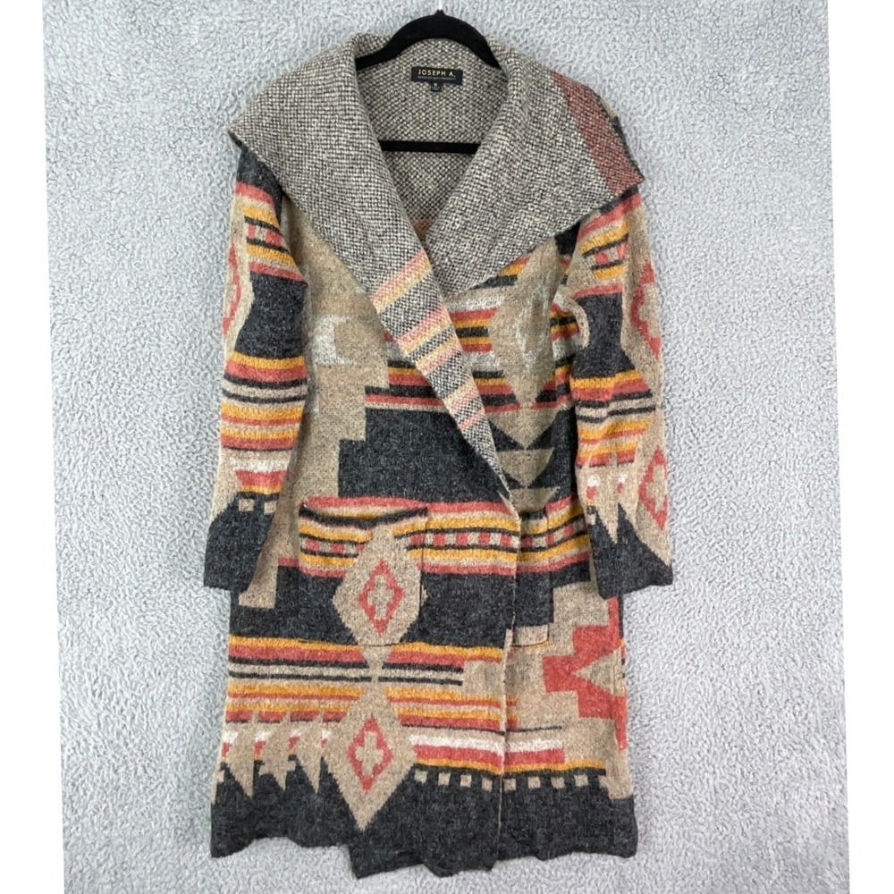 Joseph A Cardigan Womens S Multi Southwestern Geometric Shawl Collar Open Front
